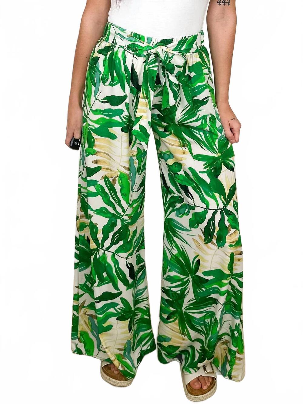 NEW TYCHE high-rise lightweight wide leg pants in green